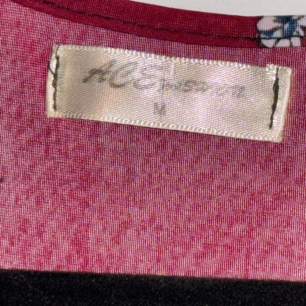 Floral Silky Cinched Burgundy Women's Flowy Top - Picture 3 of 4